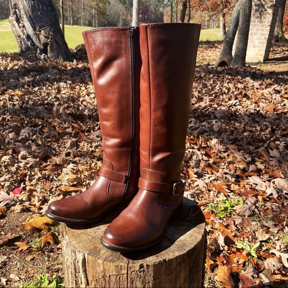 Clarks Cognac Brown Leather Expanding Calf Boots
